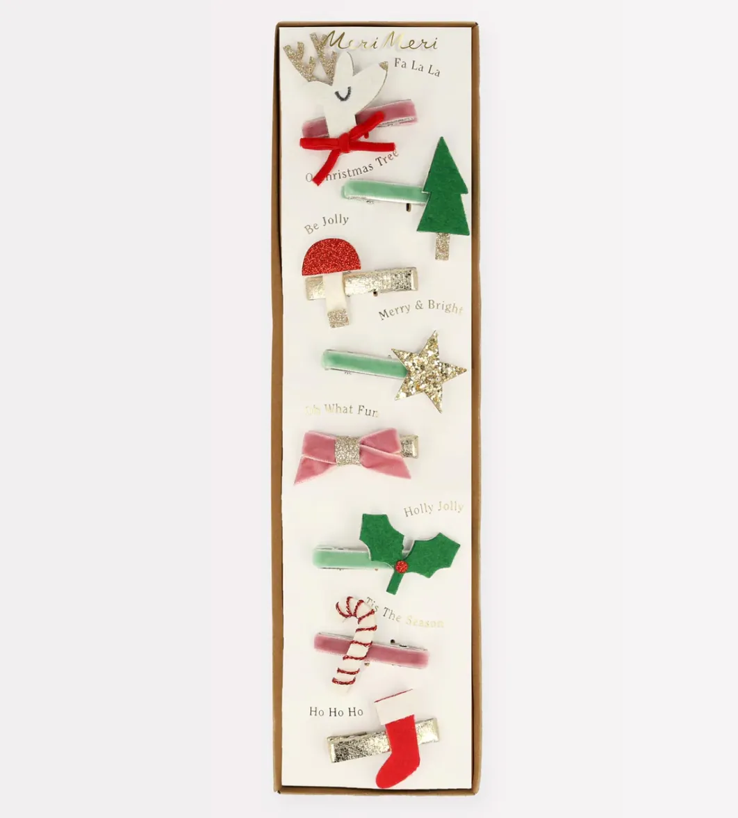 Christmas Icon Hair Clips (x 8)