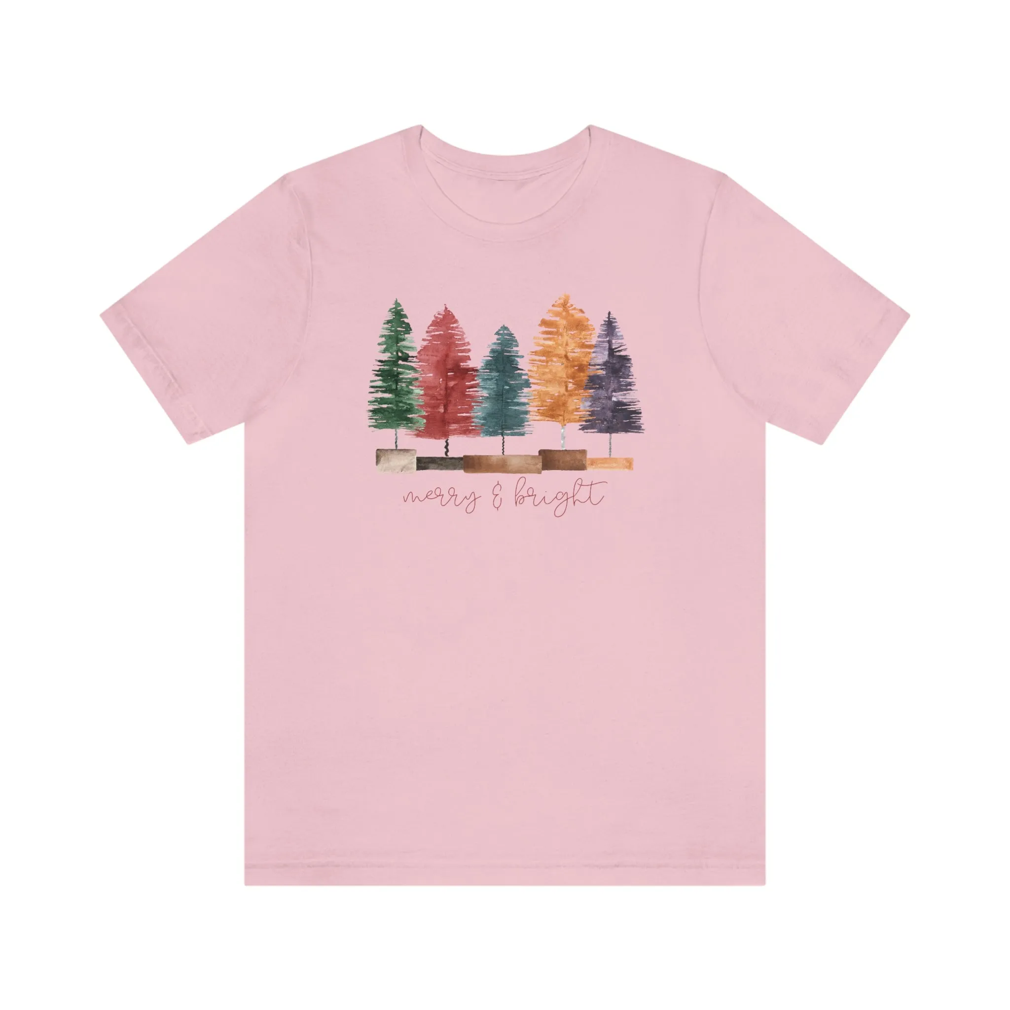 Christmas multi color bottle brush tree Unisex Jersey Short Sleeve Tee