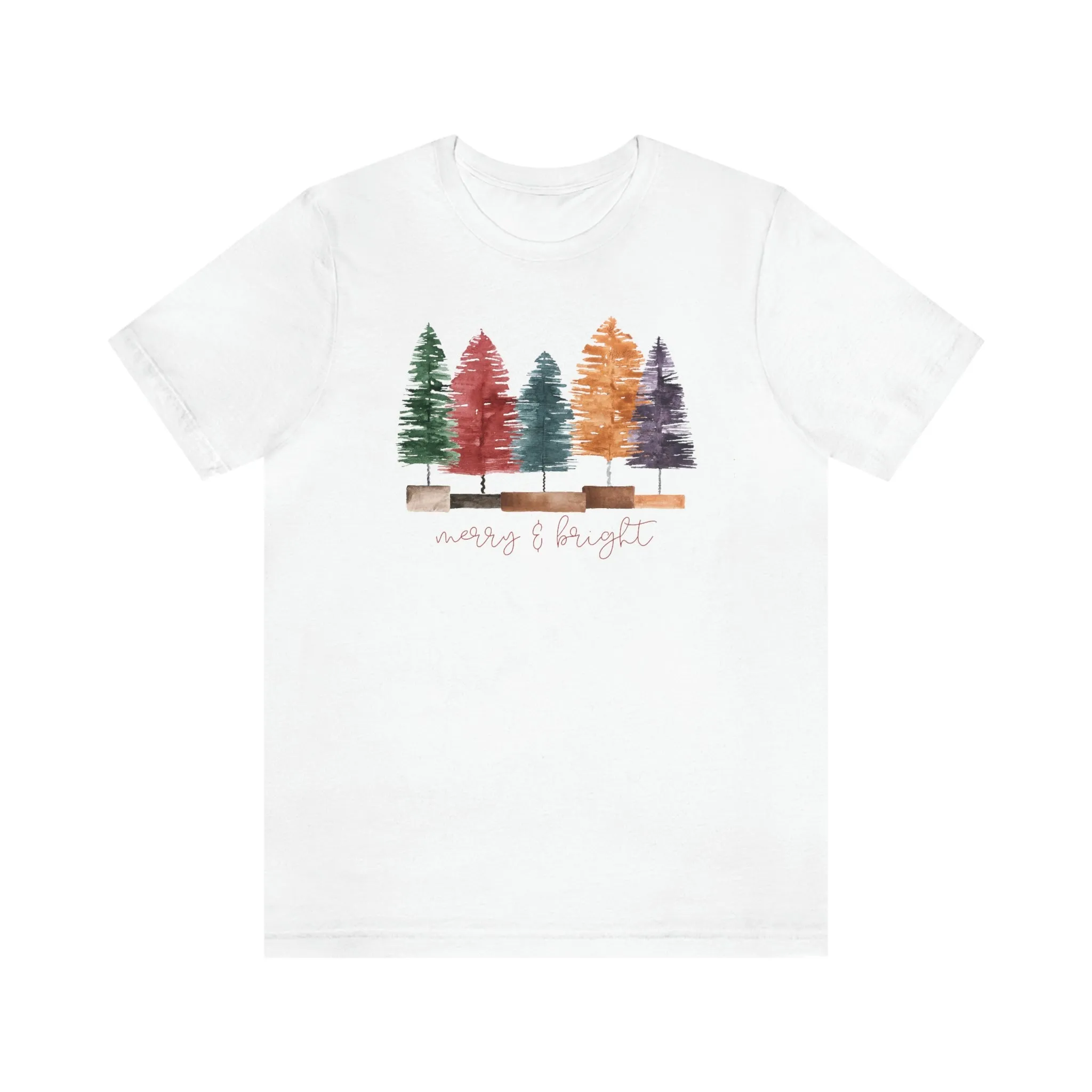 Christmas multi color bottle brush tree Unisex Jersey Short Sleeve Tee