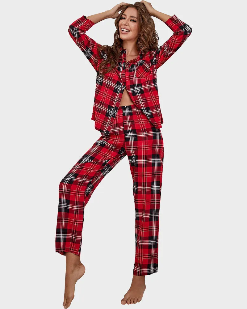 Christmas Plaid Long Sleeve Pajama Set - Big Plaid