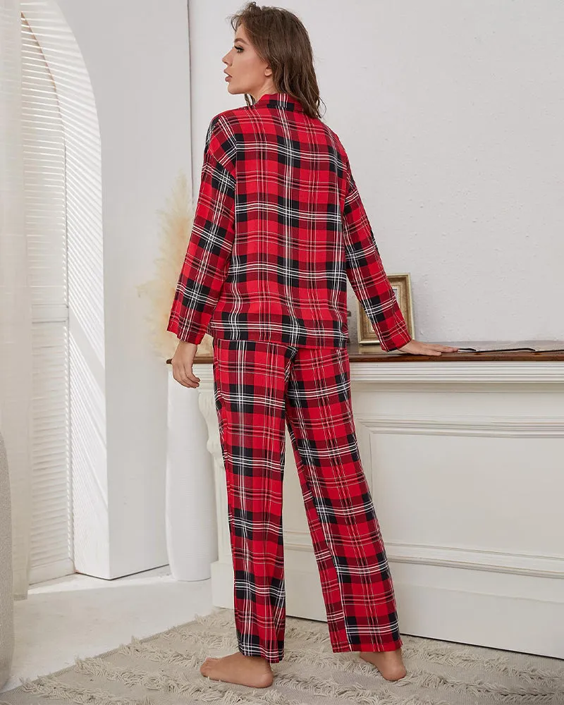 Christmas Plaid Long Sleeve Pajama Set - Big Plaid