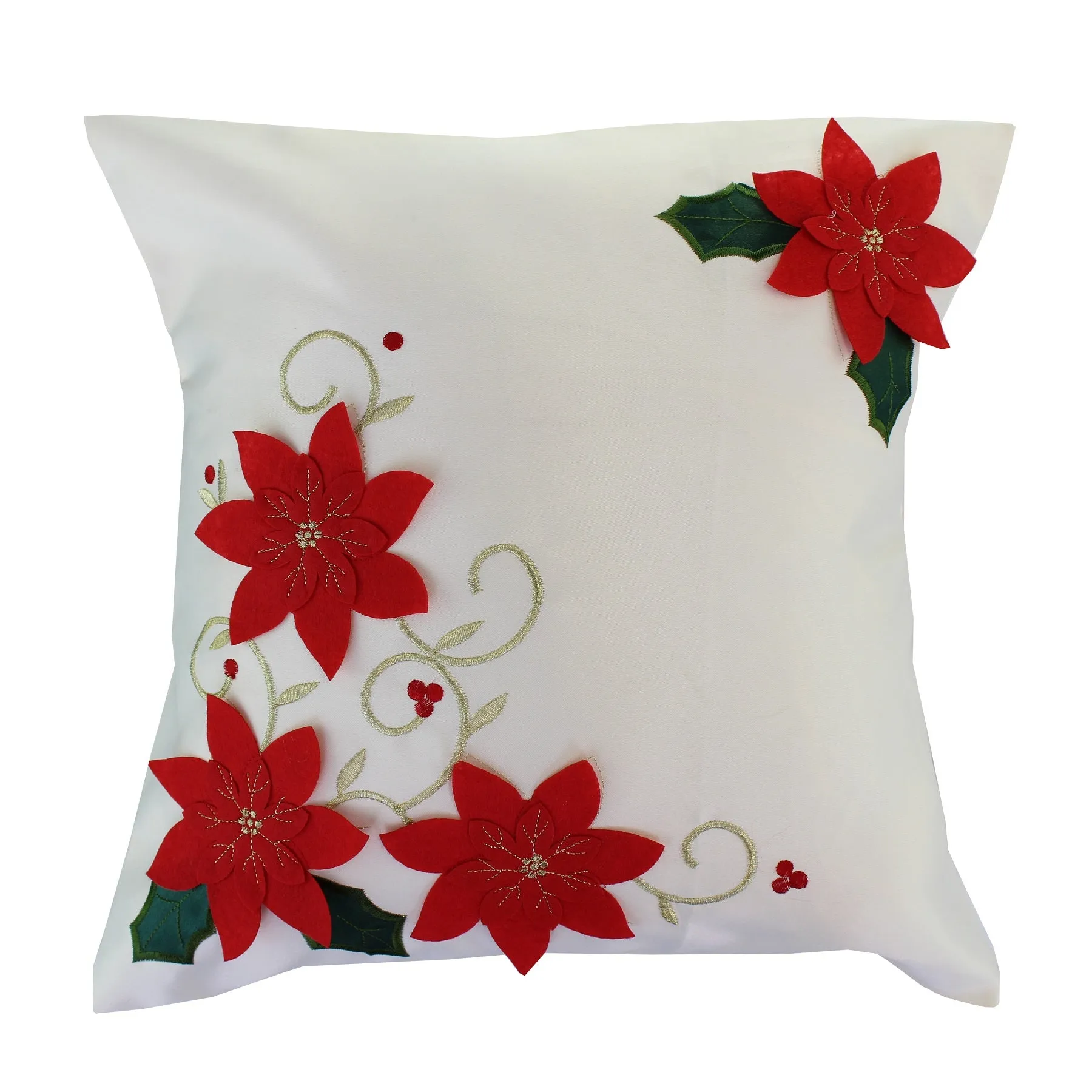 Christmas Poinsettias Decorative Throw Pillow Covers