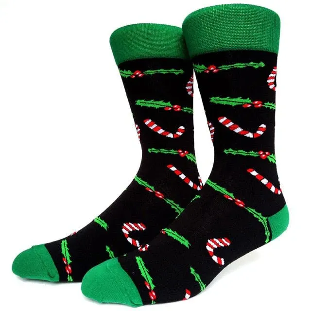 Christmas Socks Candy Cane & Mistletoe