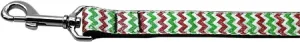 Christmas Sparkle Chevron Nylon Dog Leash 5-8 Inch Wide 6ft Long