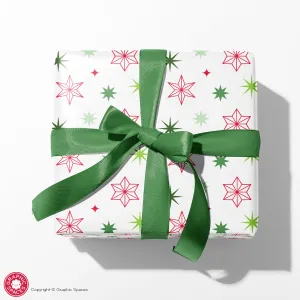 Christmas Star Wrapping Paper - RED & LIME GREEN