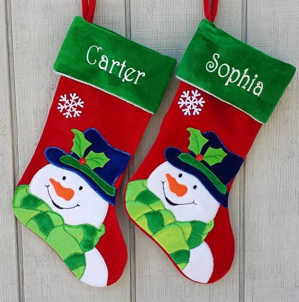 Christmas Stocking Personalized - Happy Santa, Snowman, Cat, Dog, Family XMAS Stockings