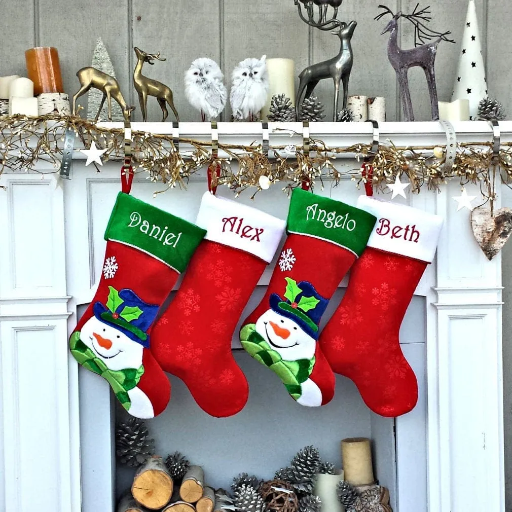 Christmas Stocking Personalized - Happy Santa, Snowman, Cat, Dog, Family XMAS Stockings