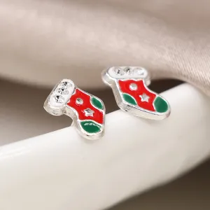 Christmas Stocking Sterling Silver Studs