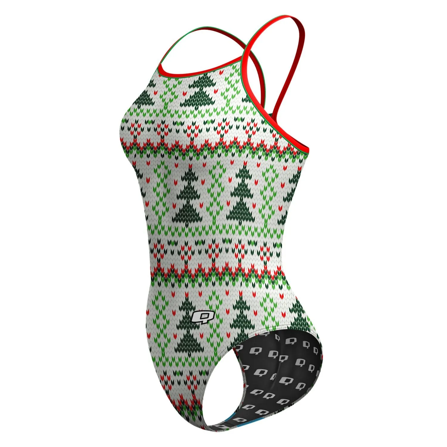 Christmas Tree Sweater Skinny Strap Swimsuit