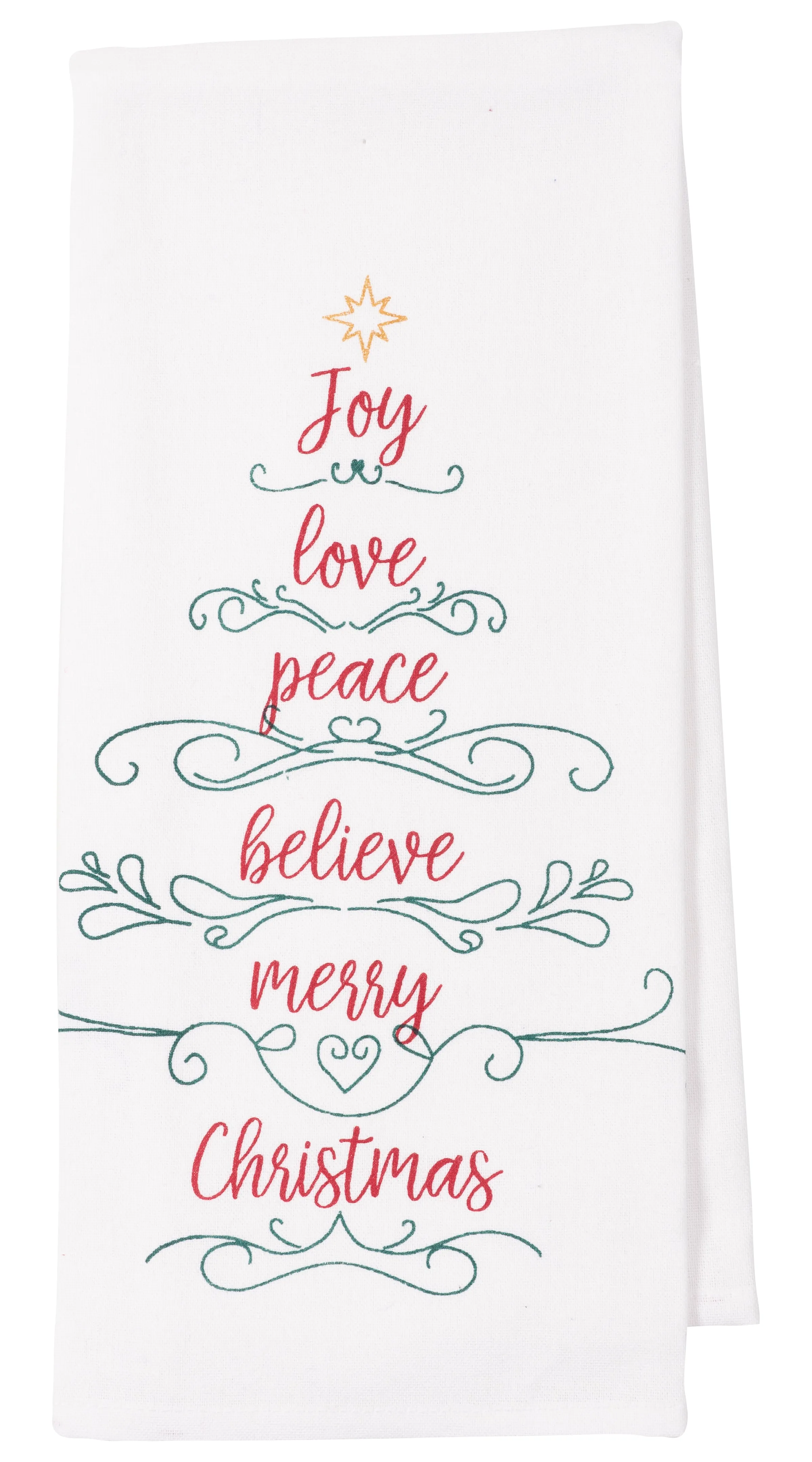 Christmas Tree Words - Kitchen Towel Set of 4 - 28" x 18"