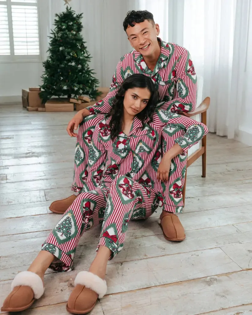 Christmas Vintage Tree & Wreath Organic Cotton Organic Cotton Mens Long Pyjama Set