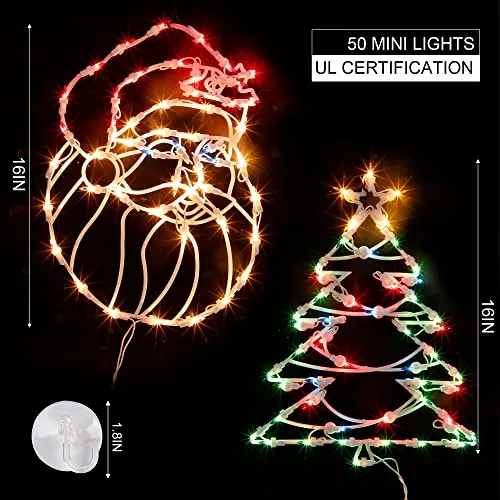 Christmas Window Silhouette Lights - 100 Count Incandescent Mini Light - 2 Pack