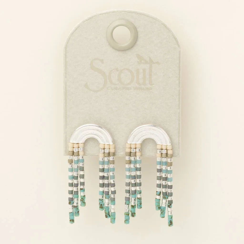 Chromacolor Miyuki Rainbow Fringe Earring - Turquoise / Silver