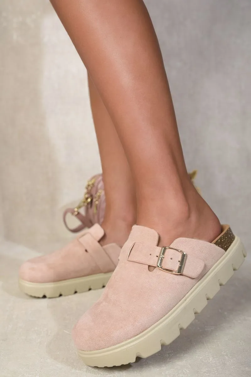 Chunky Closed Toe Buckle Sandals