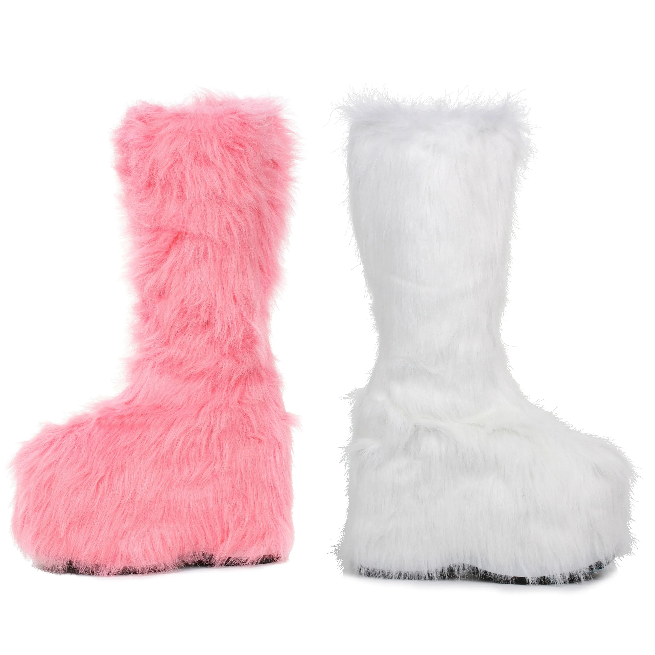 Chunky Heel Platform Faux Fur Boot