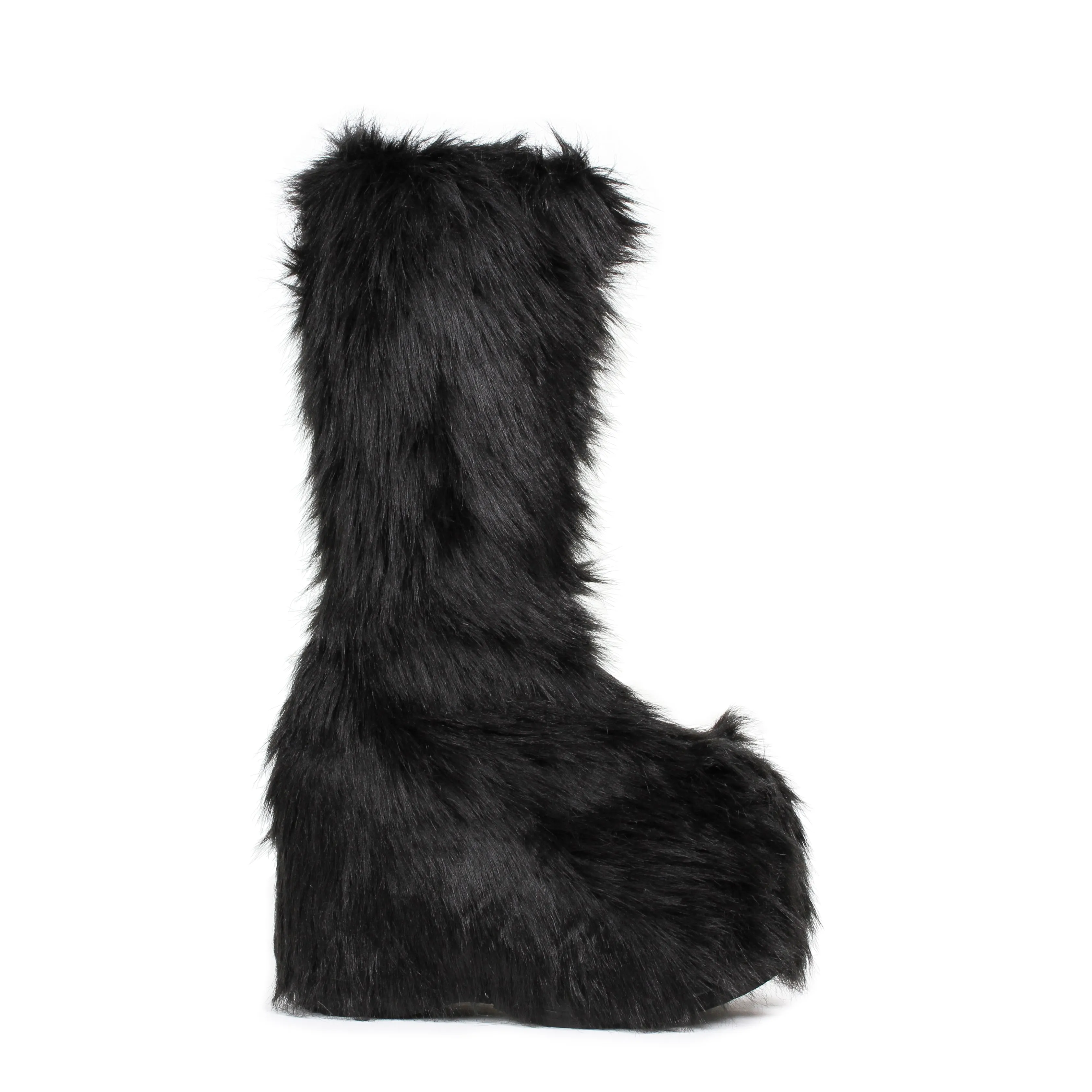 Chunky Heel Platform Faux Fur Boot