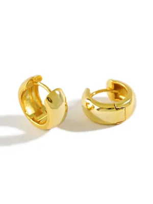 Chunky Hoop Earrings 925 Sterling SIlver 18K Gold Plated Hypoallergenic Huggies Women's Jewelry