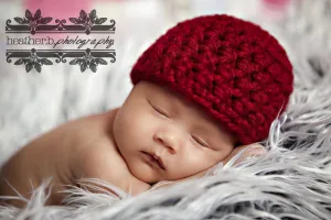 Chunky Red Newborn Baby Hat