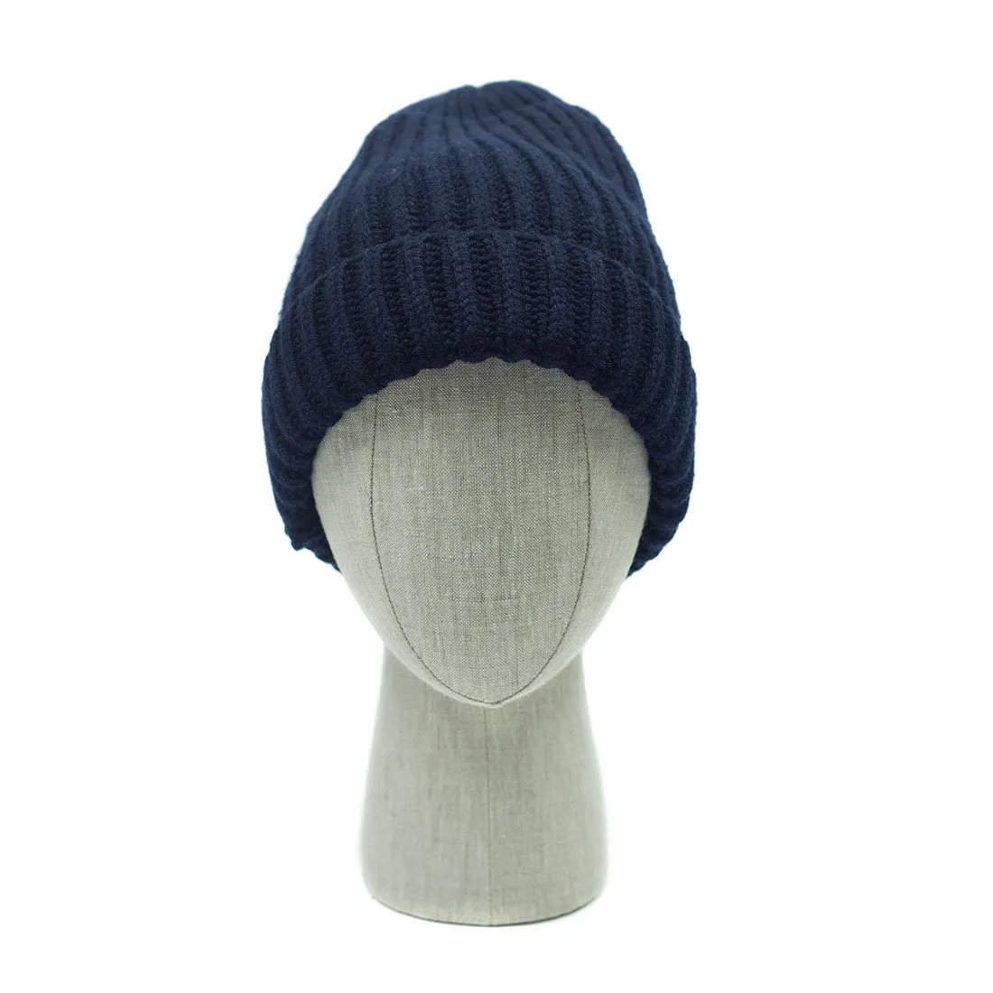 Chunky ribbed wool cap in navy (restock)