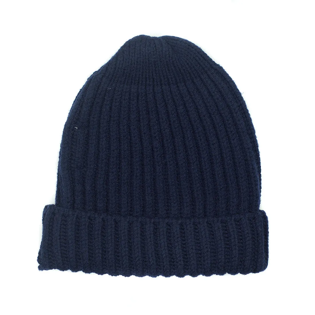 Chunky ribbed wool cap in navy (restock)