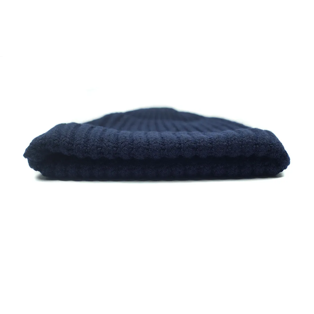 Chunky ribbed wool cap in navy (restock)