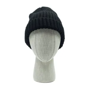 Chunky ribbed wool hat in black (restock)