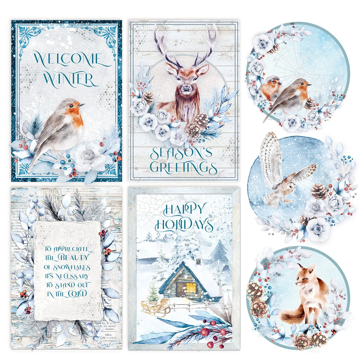 Ciao Bella Vellum Winter Journey Fussy Cut 6"x6" 6/Pkg