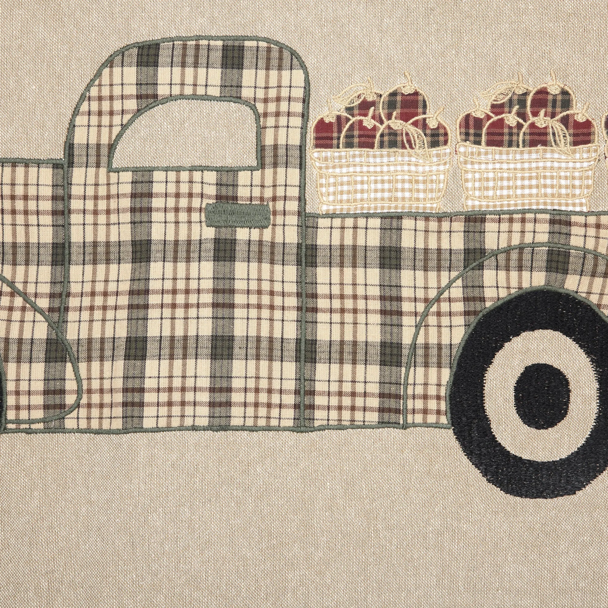 Cider Mill Applique Apple Truck Pillow 14x22