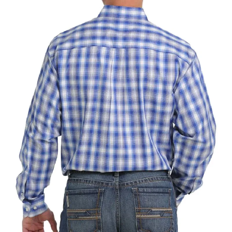 Cinch Black Blue and Cream Plaid Long Sleeve Shirt