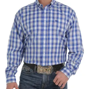 Cinch Black Blue and Cream Plaid Long Sleeve Shirt