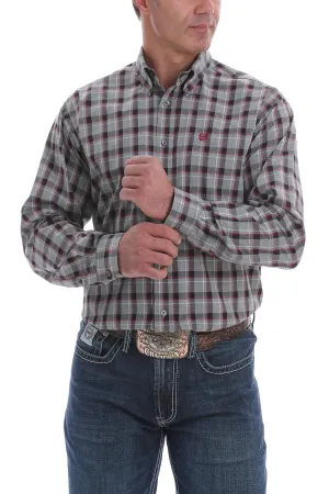 Cinch Black, Grey and Burgundy Plaid L/S Shirt - MTW1105072 - On Sale