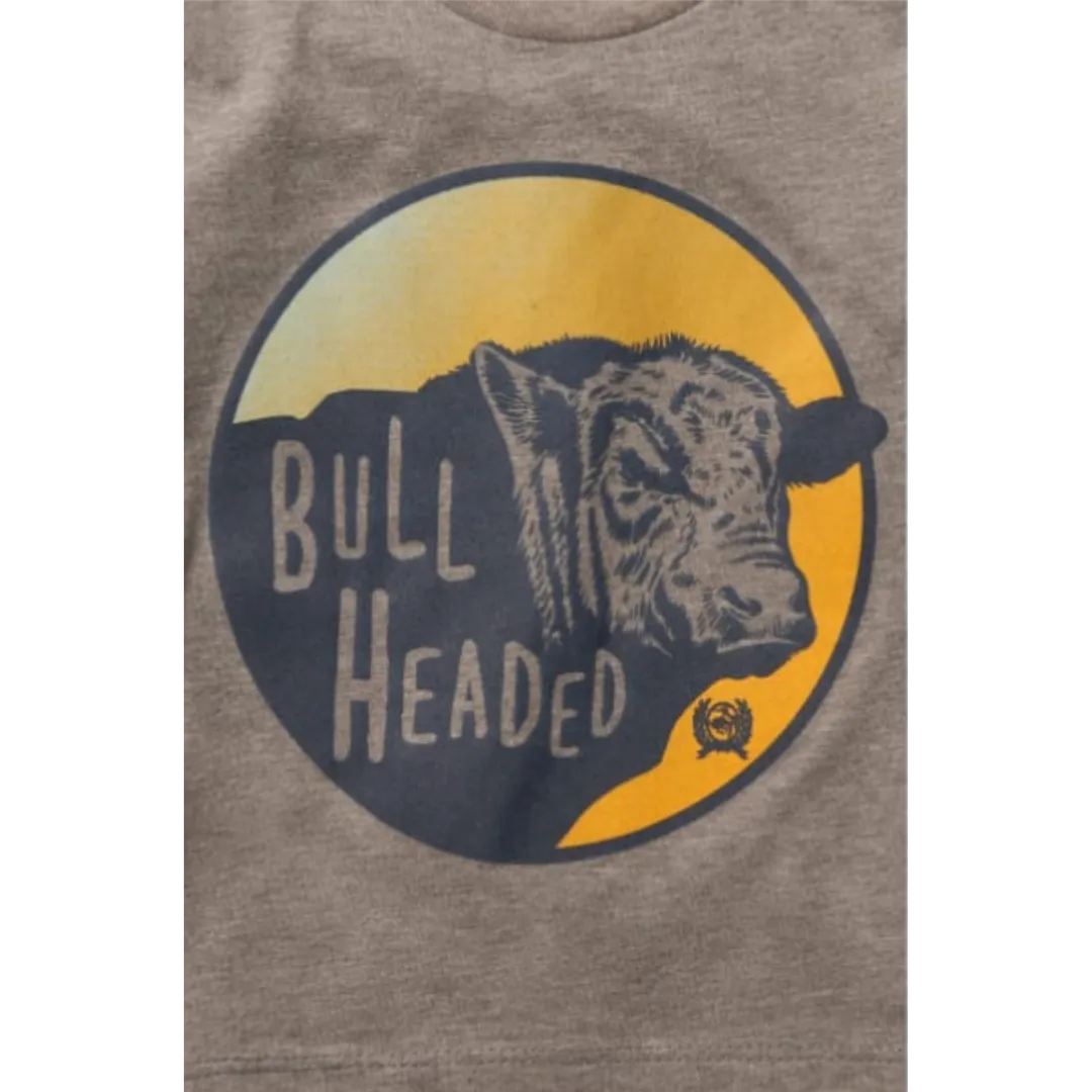 Cinch Kid's Grey Bull Headed Sunset Graphic Short Sleeve T Shirt