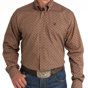 Cinch Men's Classic Fit Floral Geometric Western Button Down Shirt in Gold