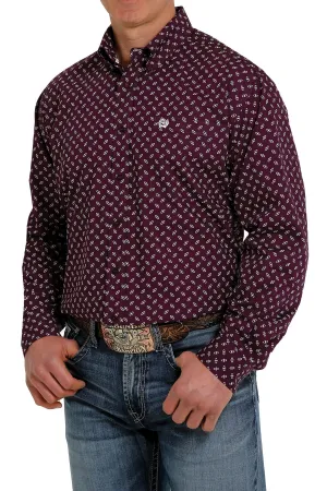 Cinch Mens Geometric Print Button Down L/S Shirt - MTW1105351 - On Sale