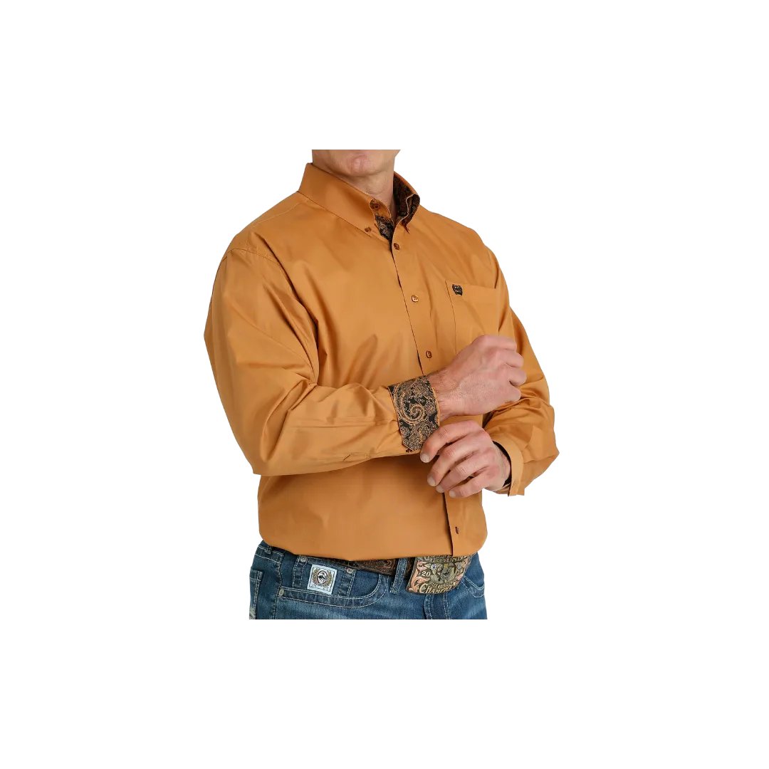 Cinch Men's Solid Button Down Gold Shirt