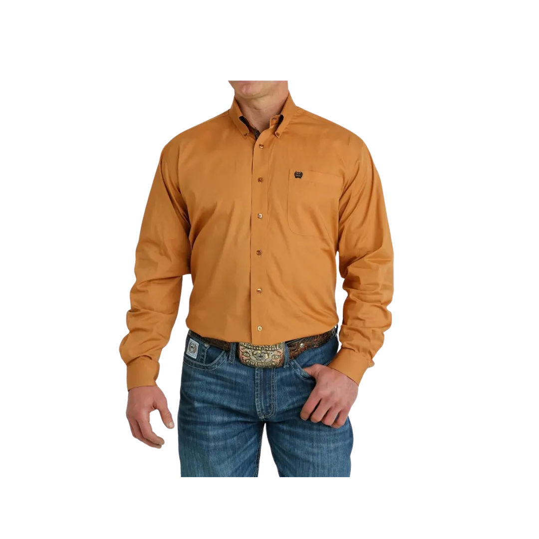 Cinch Men's Solid Button Down Gold Shirt