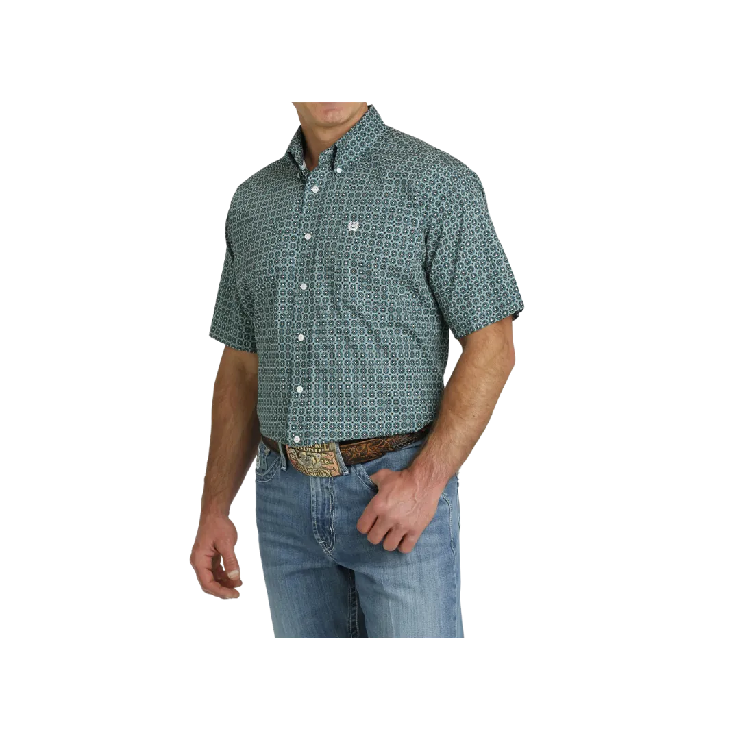 Cinch Men's Teal Print Button Down Shirt