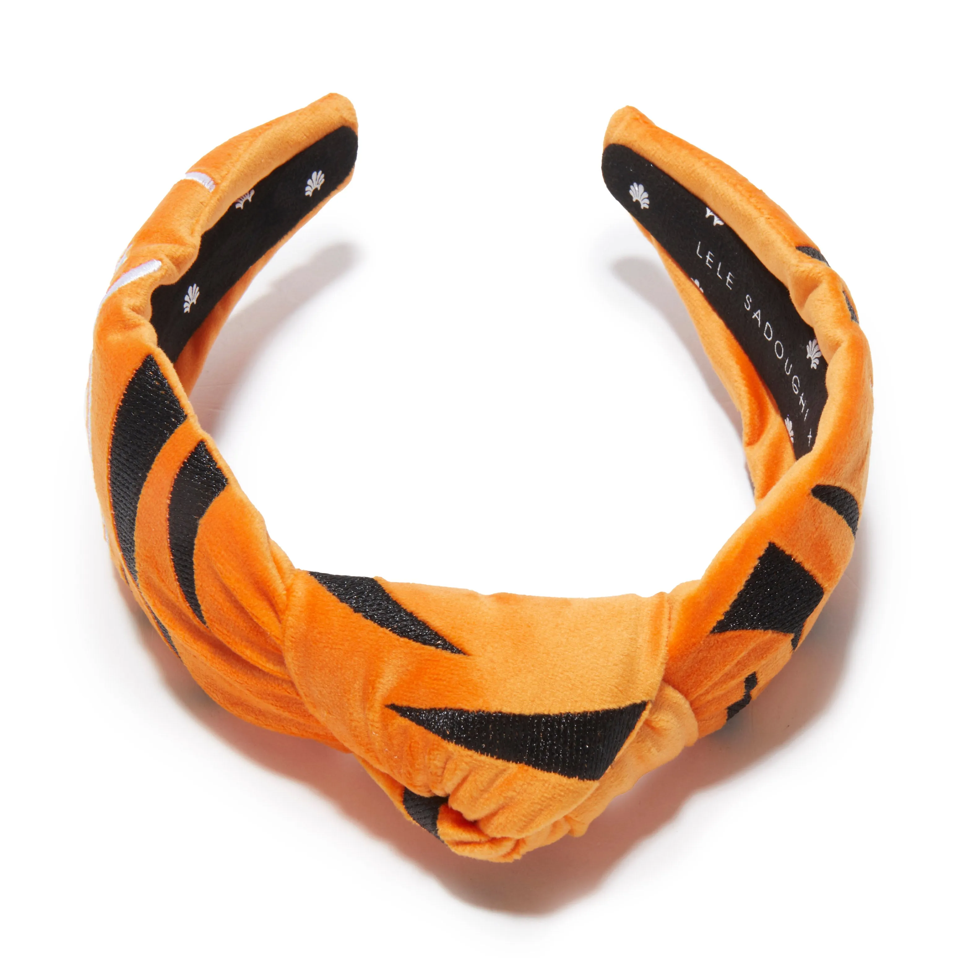 CINCINNATI BENGALS LELE SADOUGHI X NFL ORANGE EMBROIDERED KNOTTED HEADBAND