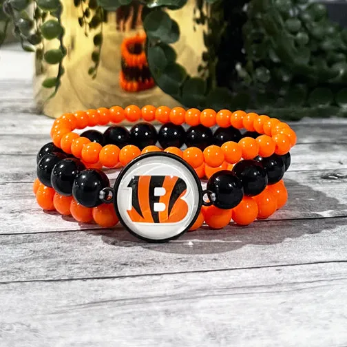 Cincinnati Bengals Orange & Black Stretch Bracelet Set