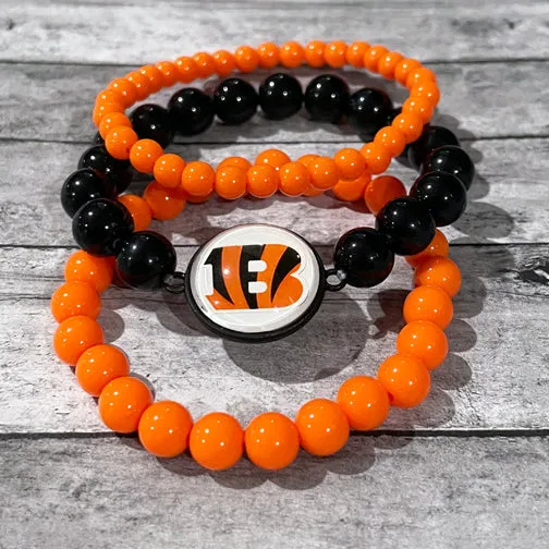 Cincinnati Bengals Orange & Black Stretch Bracelet Set