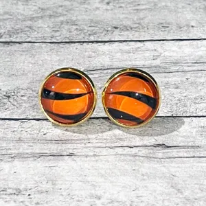 Cincinnati Bengals Tiger Stripe Stud Earrings (GOLD OR SILVER)