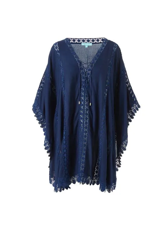 Cindy Lace Batwing Tunic With Tassels