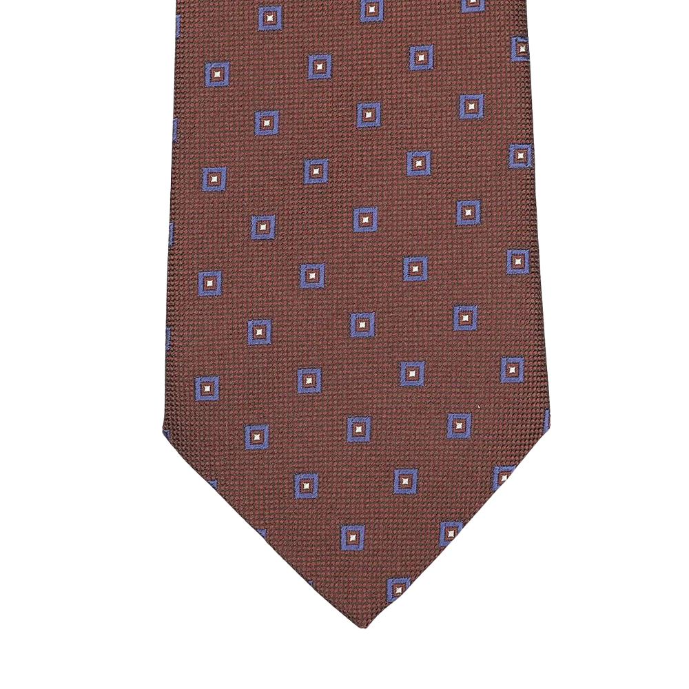 Cinnamon Brown Geometric Printed Silk Tie