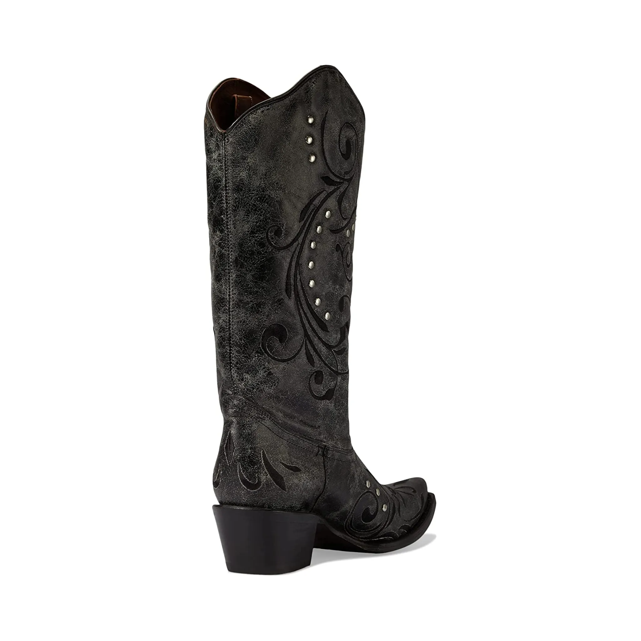 CIRCLE G WOMEN'S BLACK & GREY EMBROIDERY STUDDED WESTERN BOOT - L5936