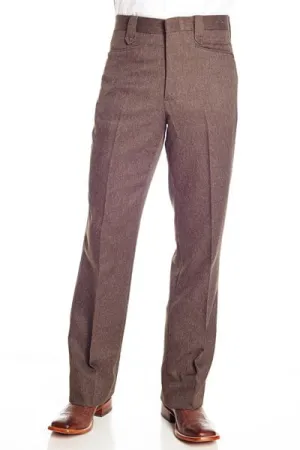 Circle S Mens Heather Chestnut Polyester Western Unhemmed Ranch Dress Pant