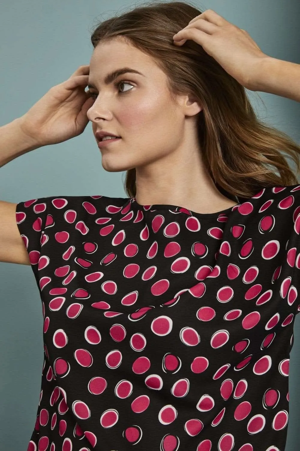 Circles Print - Slash Neck Blouse