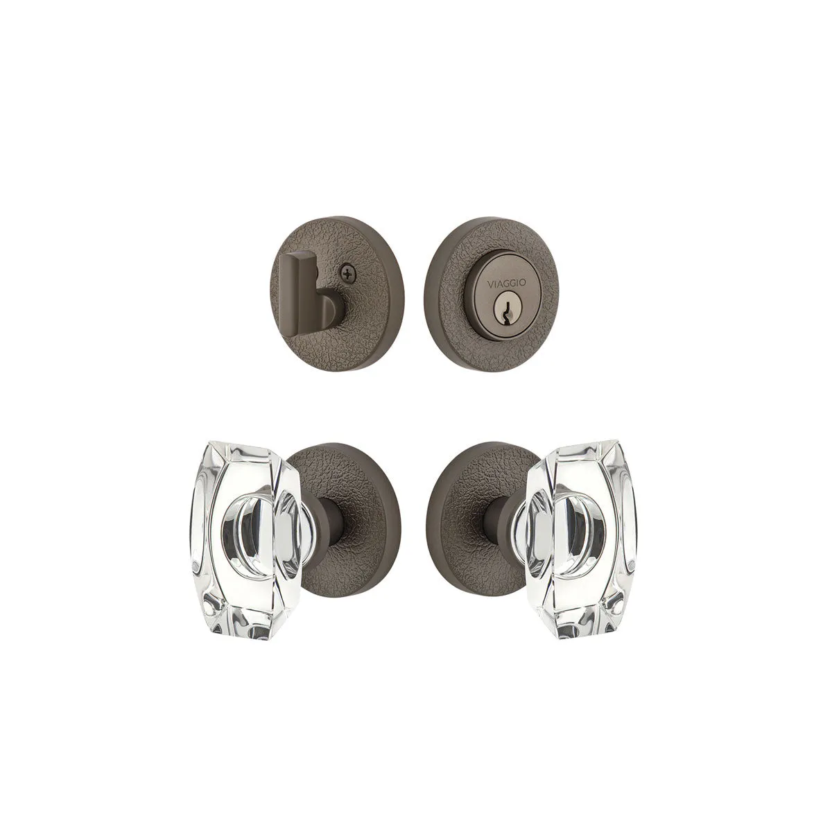 Circolo Leather Rosette Entry Set with Stella Knob in Titanium Gray