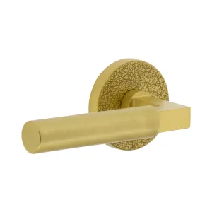 Circolo Leather Rosette with Contempo Lever in Satin Brass