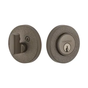 Circolo Leather  Single Cylinder Deadbolt in Titanium Gray