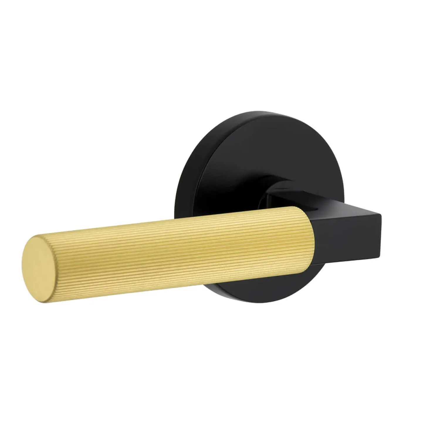 Circolo Rosette in Satin Black with Satin Brass Contempo Fluted Lever